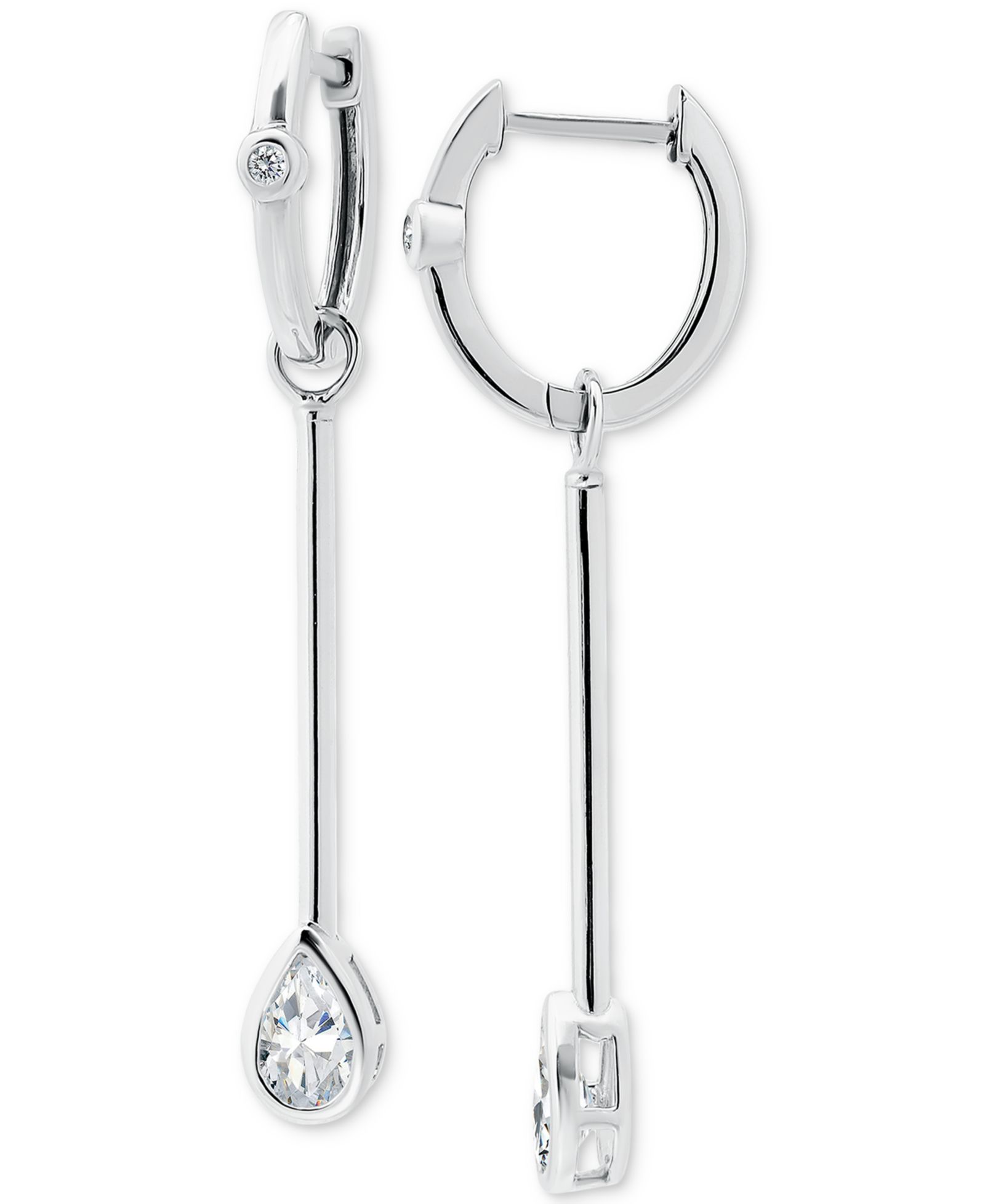 Giani Bernini Cubic Zirconia Pear Bezel Dangle Hoop Earrings in Sterling Silver, Exclusively at Macy's