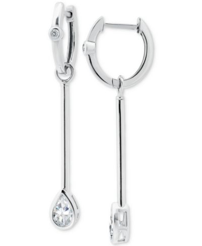 Giani Bernini Cubic Zirconia Pear Bezel Dangle Hoop Earrings in Sterling Silver, Exclusively at Macy's