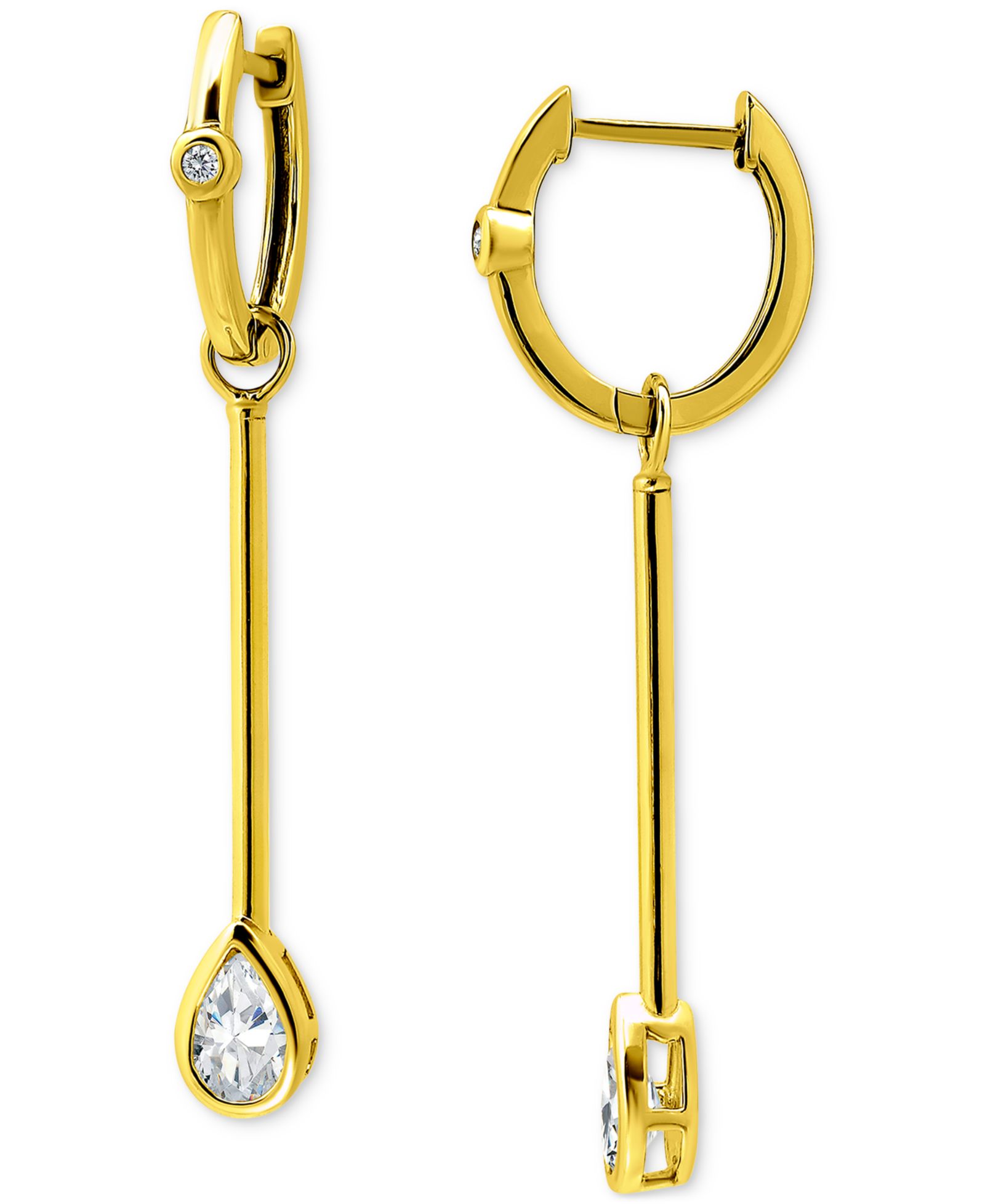 Серьги Giani Bernini Cubic Zirconia Pear Drop Linear Dangle Hoop из 18k Gold-Plated Sterling Silver