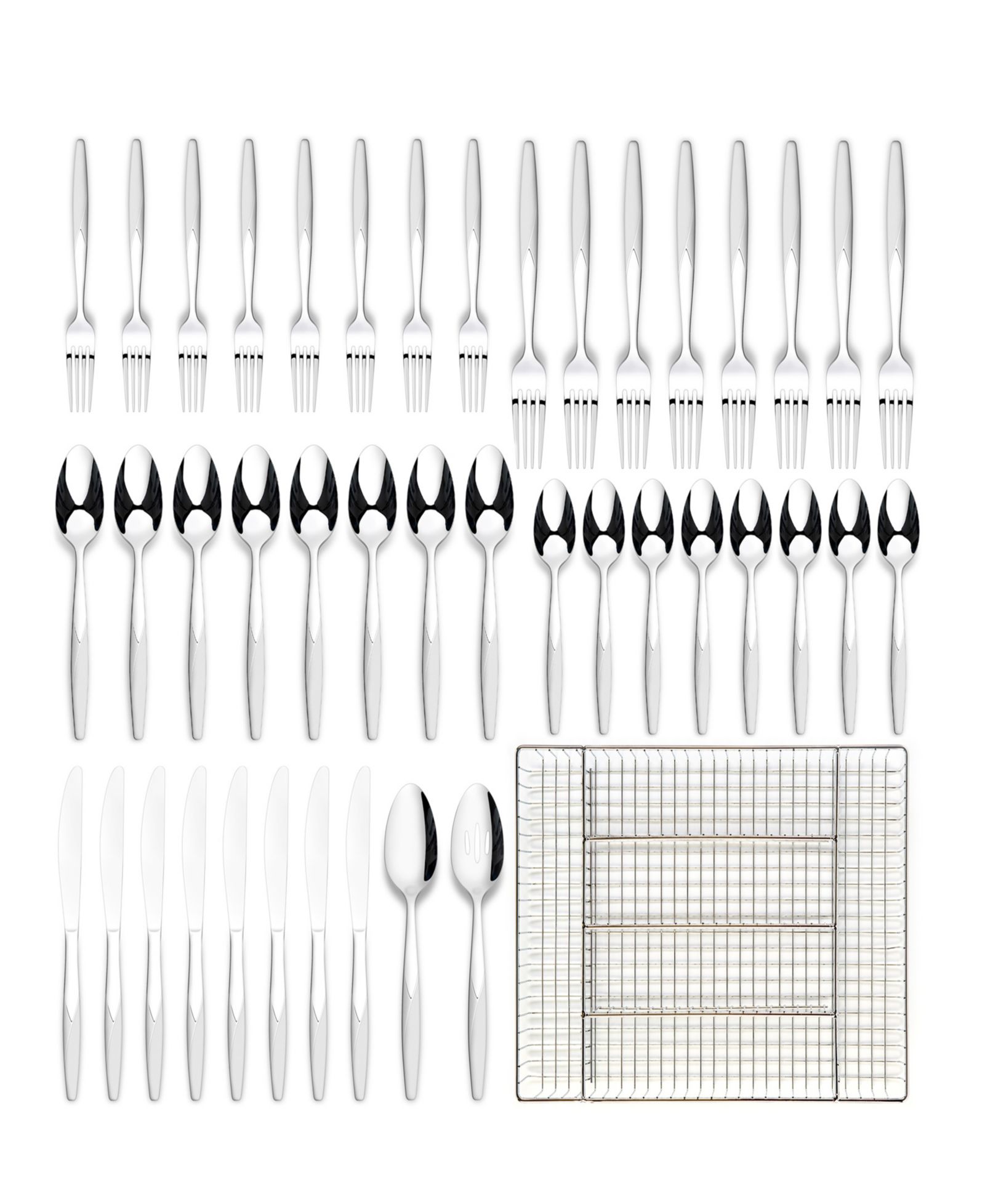Ornative Anona 42-Pc. Flatware Set with Wire Caddy, Service for 8