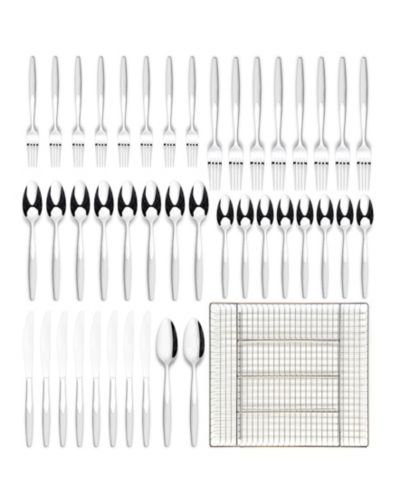 Ornative Anona 42-Pc. Flatware Set with Wire Caddy, Service for 8