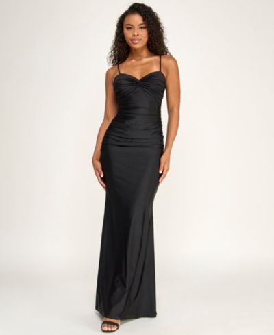 City Studios Juniors' Twist Bandeau Ruched Long Dress