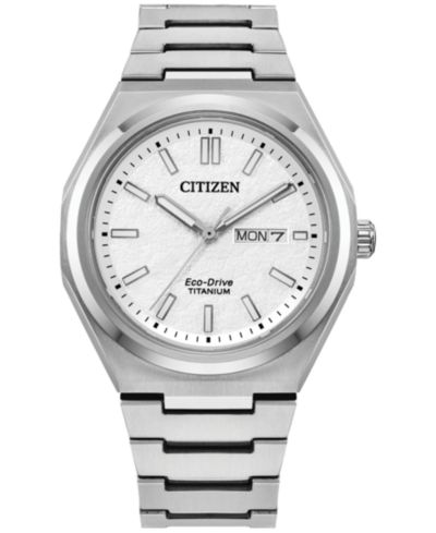Citizen Eco-Drive Men's Zenshin Silver-Tone Super Titanium Bracelet Watch 40mm