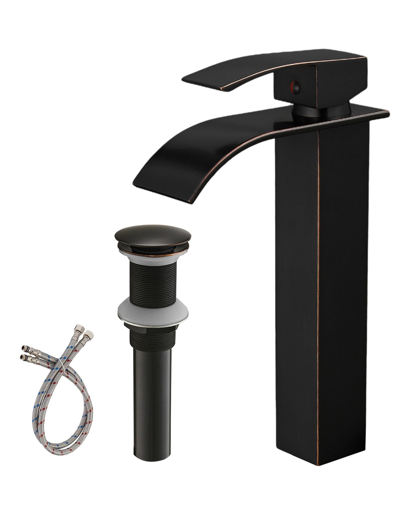 Greenspring Waterfall Single Hole Single Handle Bathroom Vessel Sink Faucet With Pop-up Drain Assembly