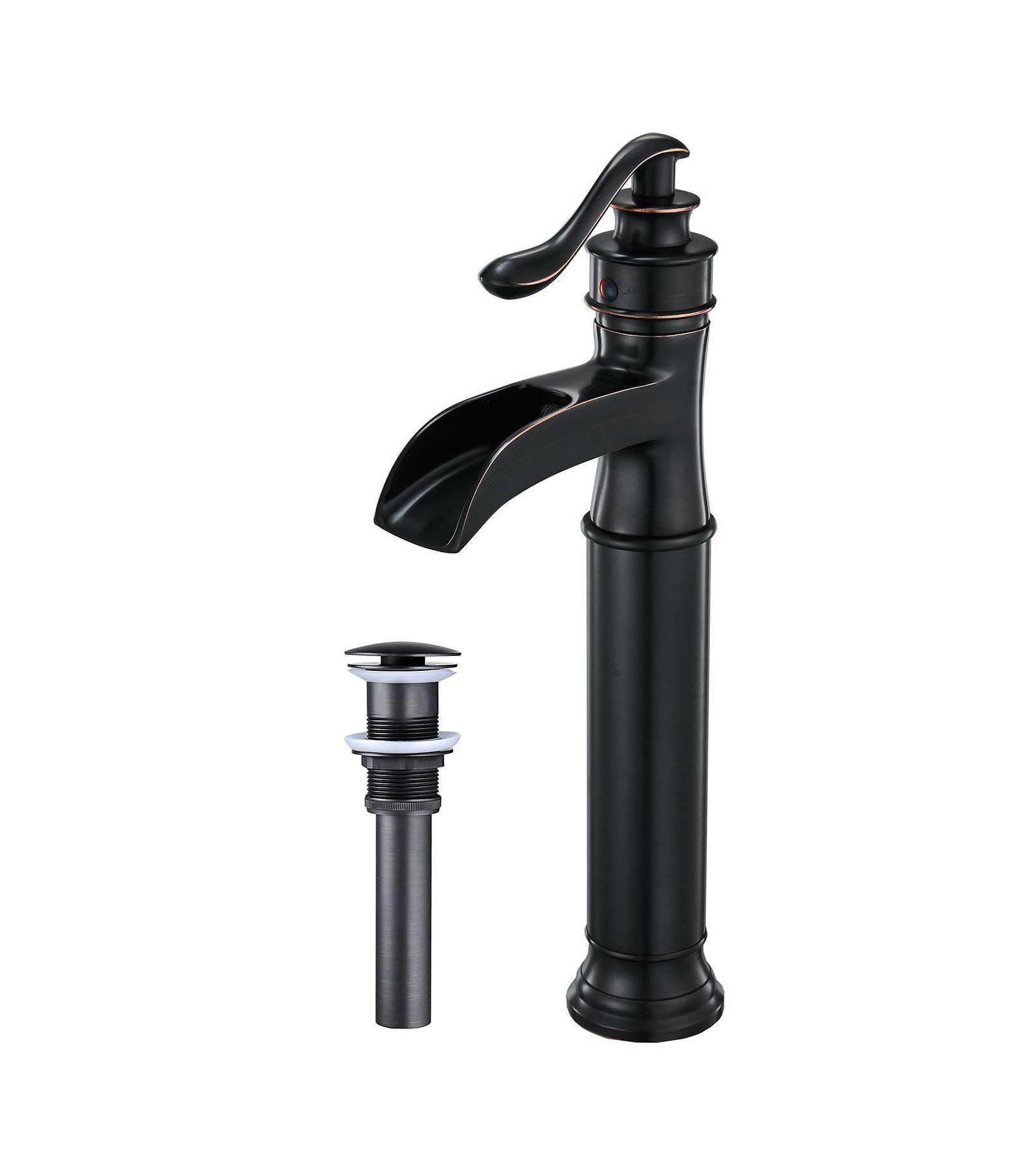 Greenspring Waterfall Single Hole Single Handle Bathroom Vessel Sink Faucet with Pop-up Drain Assembly