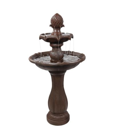 Sunnydaze Decor 46" Outdoor 2-Tier Pineapple Solar Water Fountain with Battery Backup