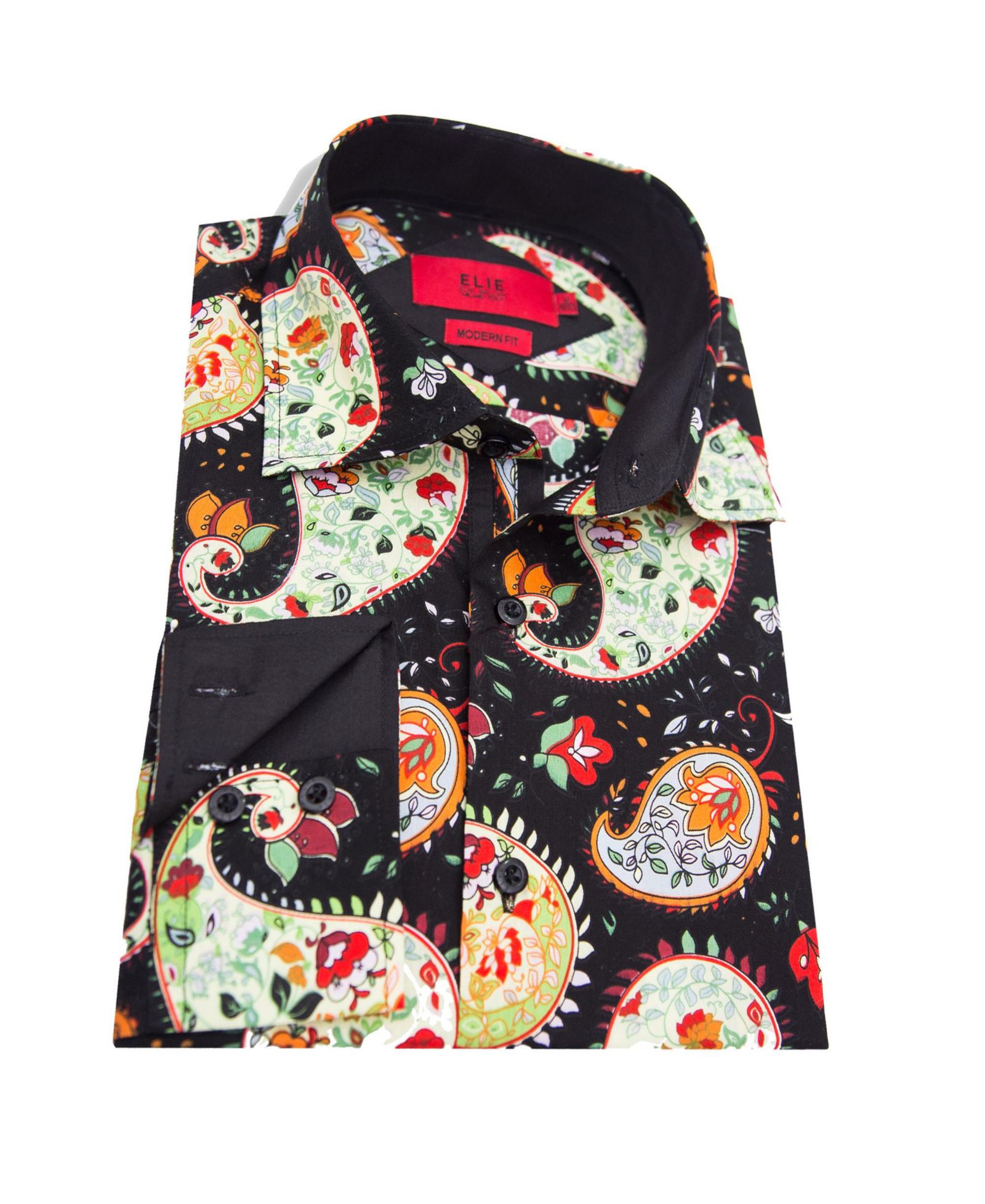 Мужская рубашка Elie Balleh Big Boys Black Slim Fit Paisley Dress