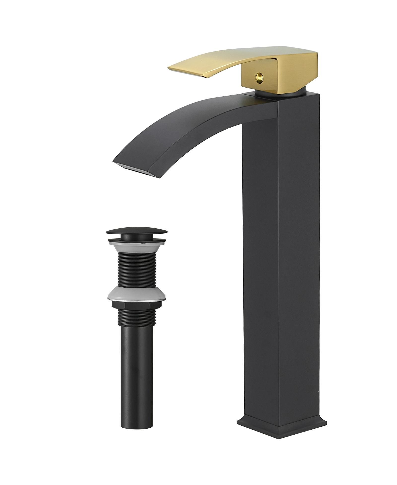 Greenspring Pop Up Drain Without Overflow Single Hole Single Handle High Arc Bathroom Vessel Sink Faucet