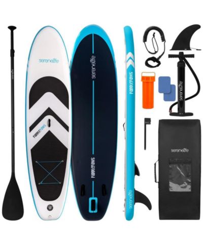 Free-Flow Welded Inflatable Stand-Up Paddle-Board with Double-Action Hand Pump, 3-Shaft Aluminum Paddle, Leash, Fin, Repair Kit and Backpack (Black)