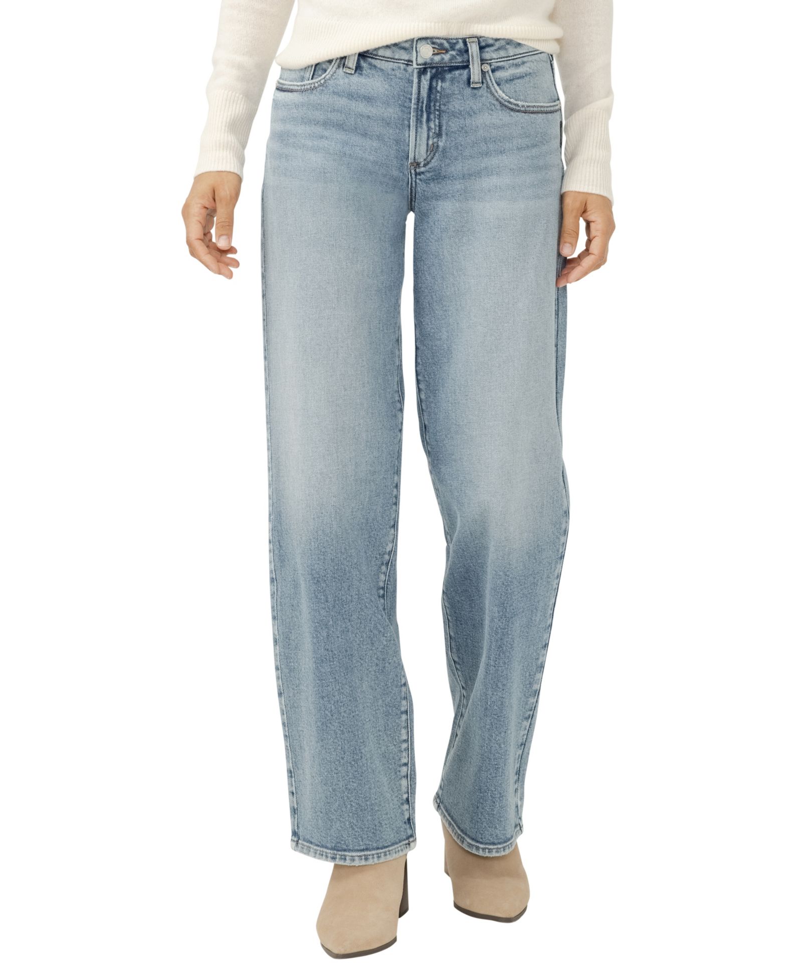 Silver Jeans Co. Women's Loose & Low Rise Straight Leg Jeans