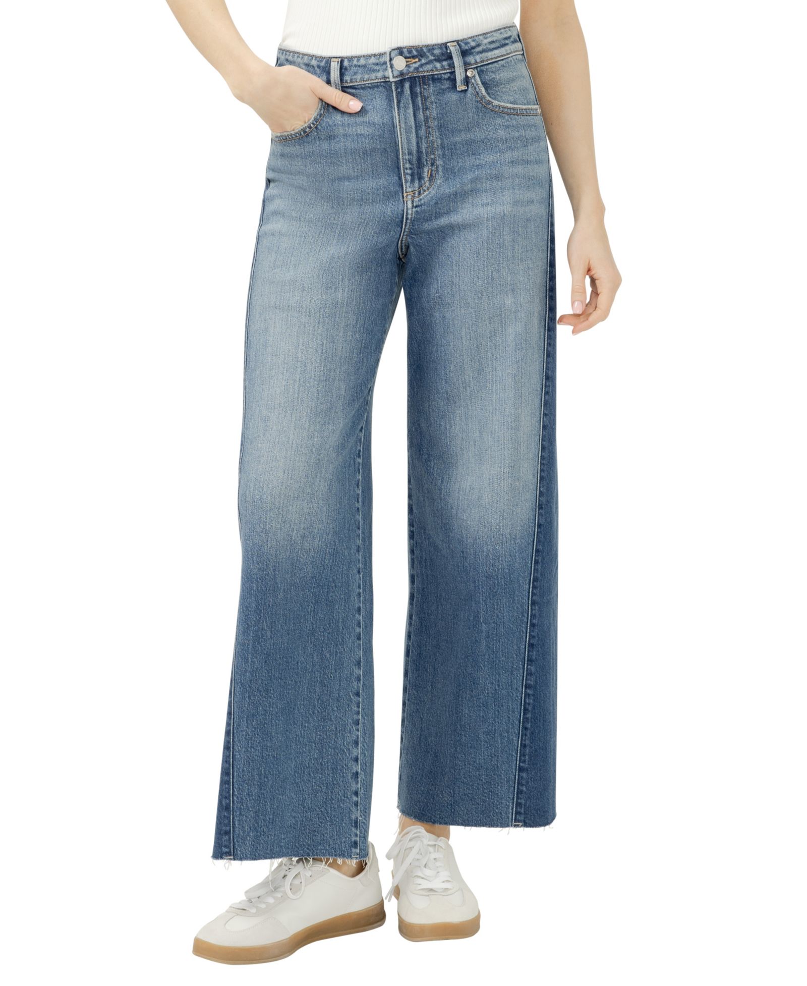 Silver Jeans Co. Женские джинсы Isbister с высокой посадкой, двухцветные, широкие