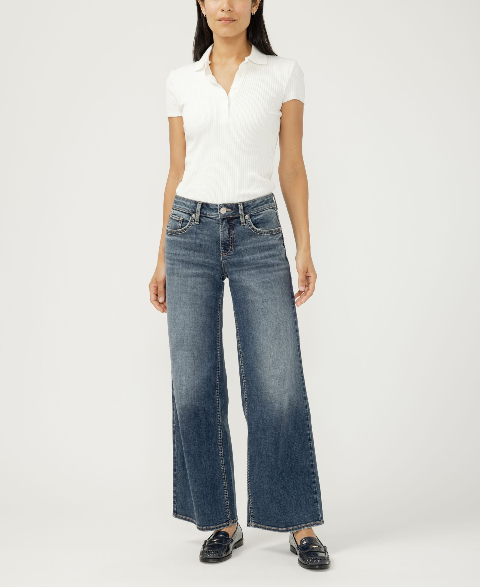 Silver Jeans Co. Женские джинсы Suki Wide Mid Rise Curvy Fit