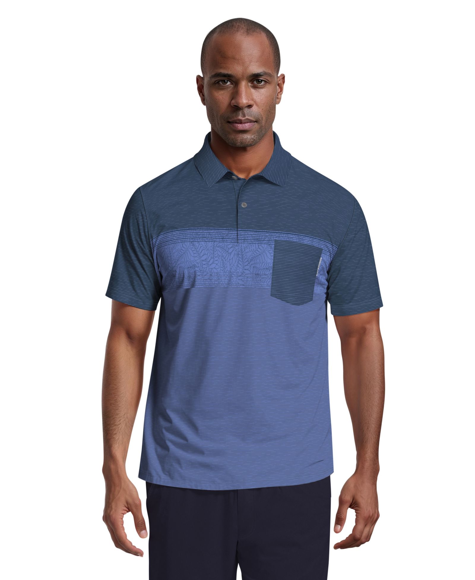 PGA TOUR Men's Engineered Textured Color-Block Short-Sleeve Golf Polo Shirt