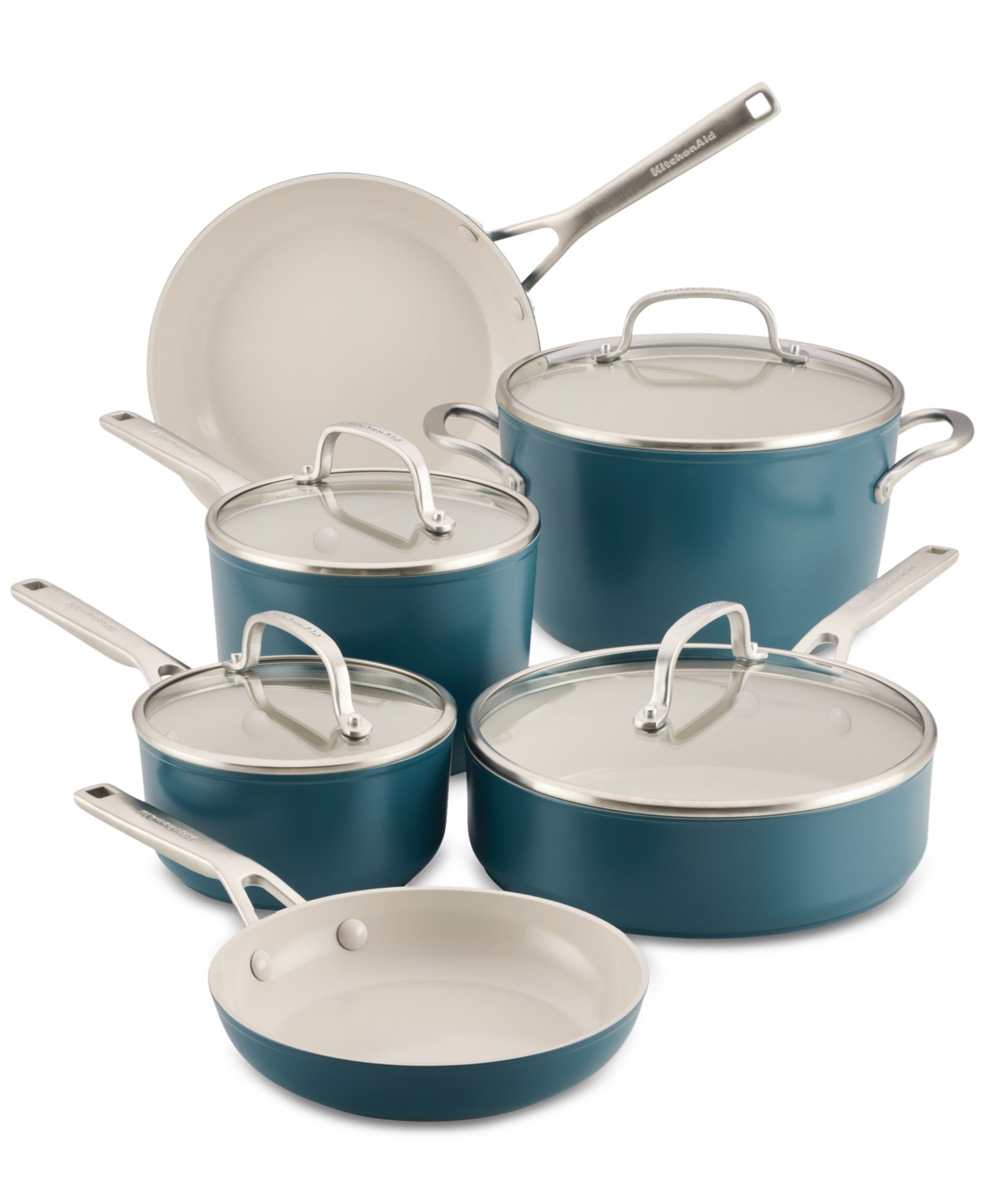 Набор посуды для индукции KitchenAid Hard-Anodized, 10 предметов, керамическое покрытие