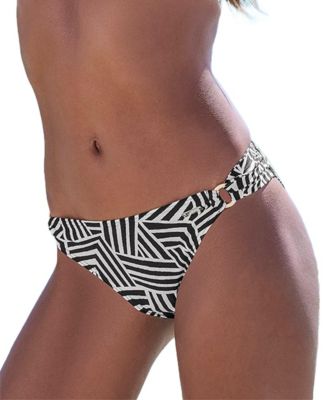 LASCANA Women's Geometric Print Classic Bikini Low-Rise Swim Bottom