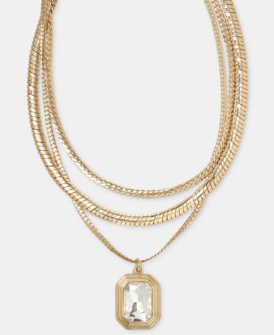 I.N.C. International Concepts Crystal Layered Pendant Necklace, 17" + 3" extender, Macy's Exclusive