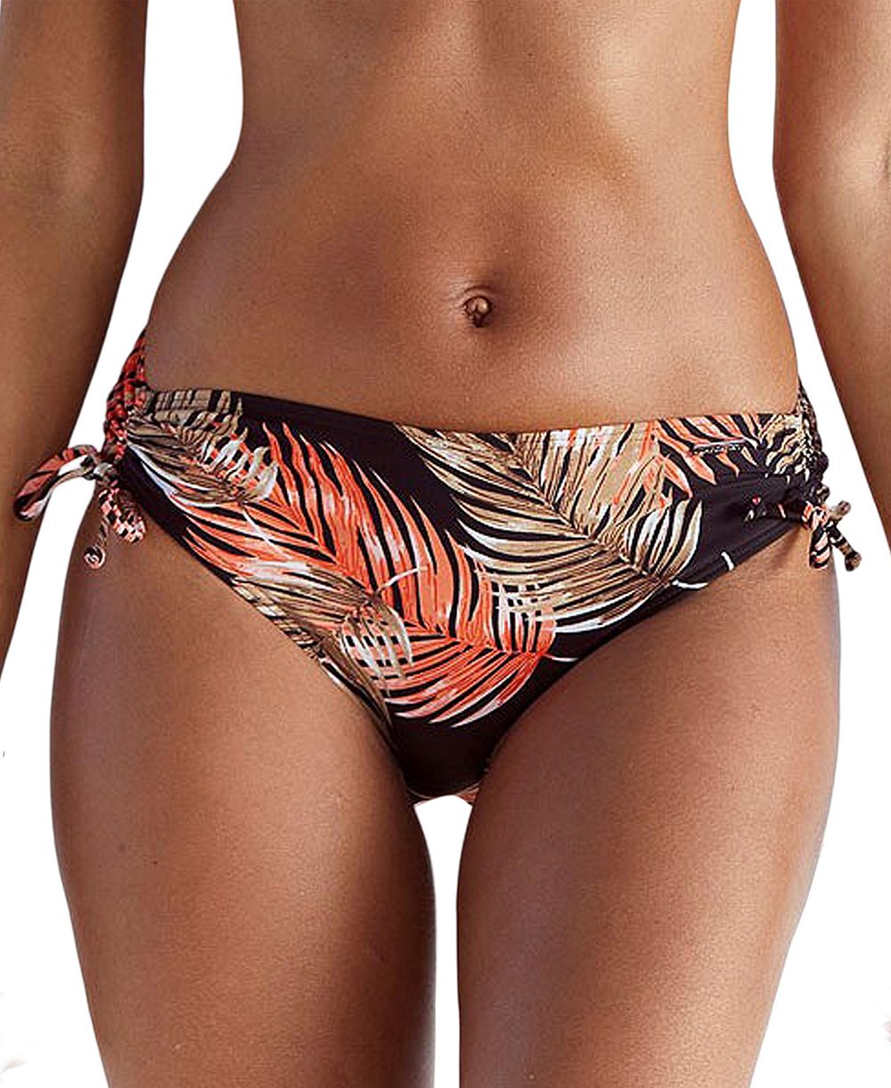 LASCANA Women's Tropical Print Mid Rise Bikini Mid-Rise Swim Bottom