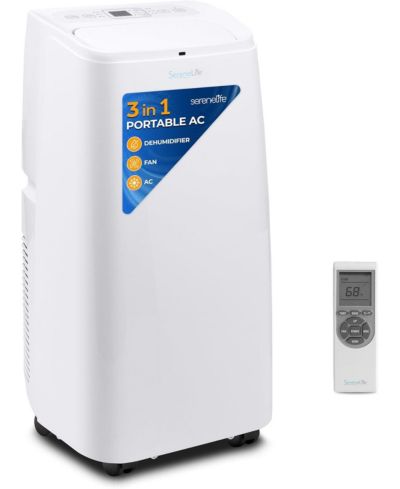 SereneLife Portable Air Conditioner - Compact Home AC Cooling Unit with Built-in Dehumidifier & Fan Modes, Includes Window Mount Kit (12,000 BTU)