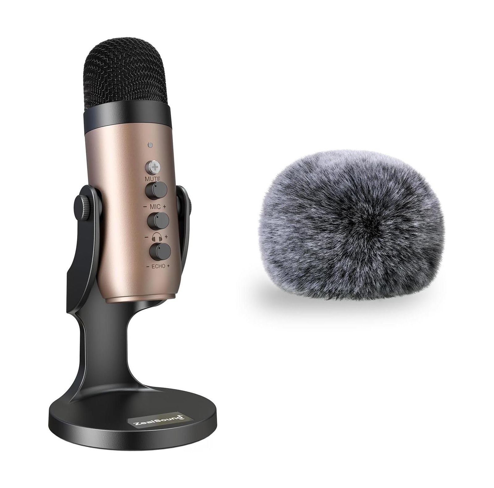 Игровой микрофон ZealSound k66g USB с чехлом из искусственного меха, комплект для ПК, Mac, PS4, PS5, iPhone, iPad, Android