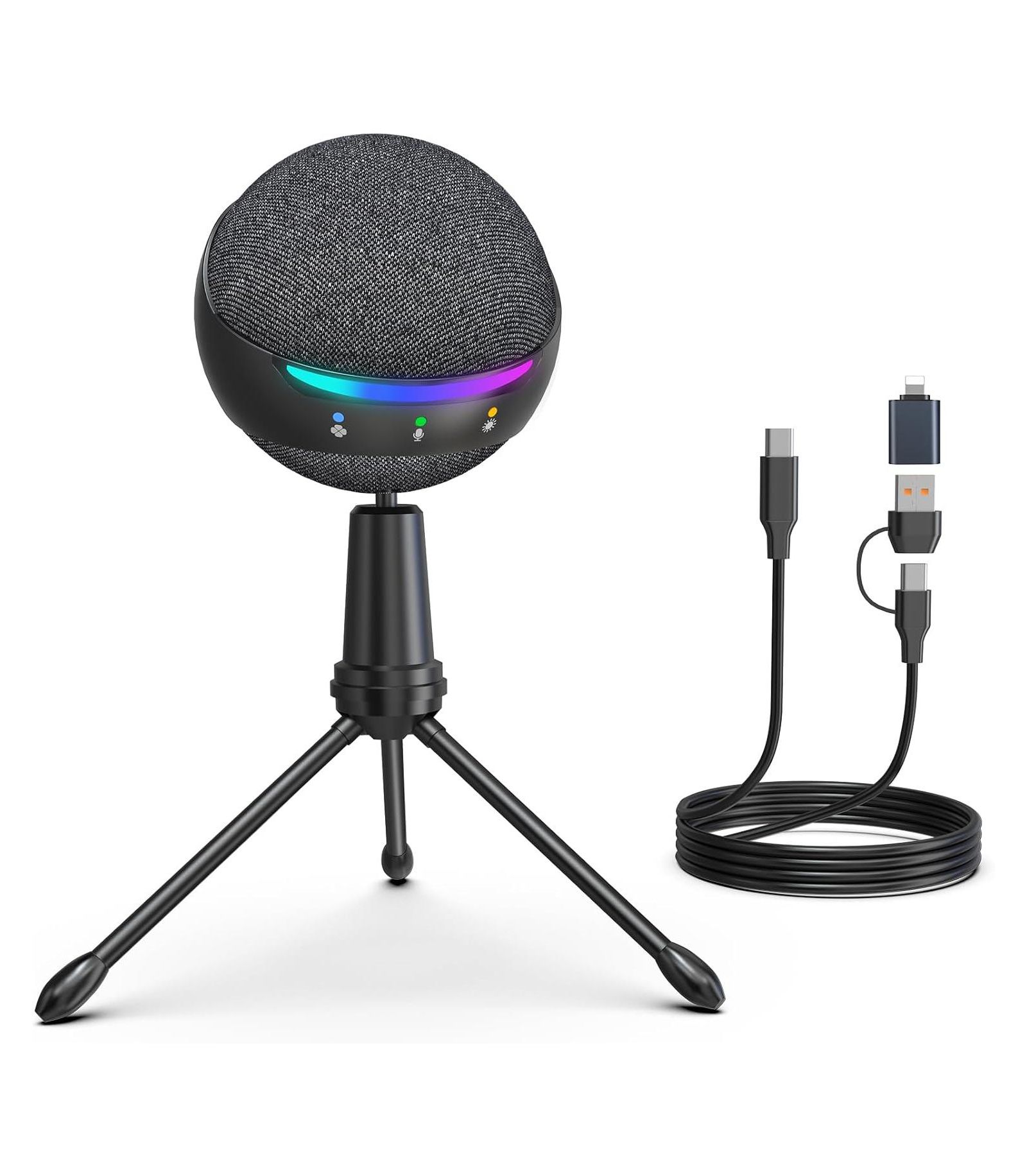 Микрофон ZealSound для iPhone и USB для ПК, с функцией отключения звука, шумоподавлением и RGB