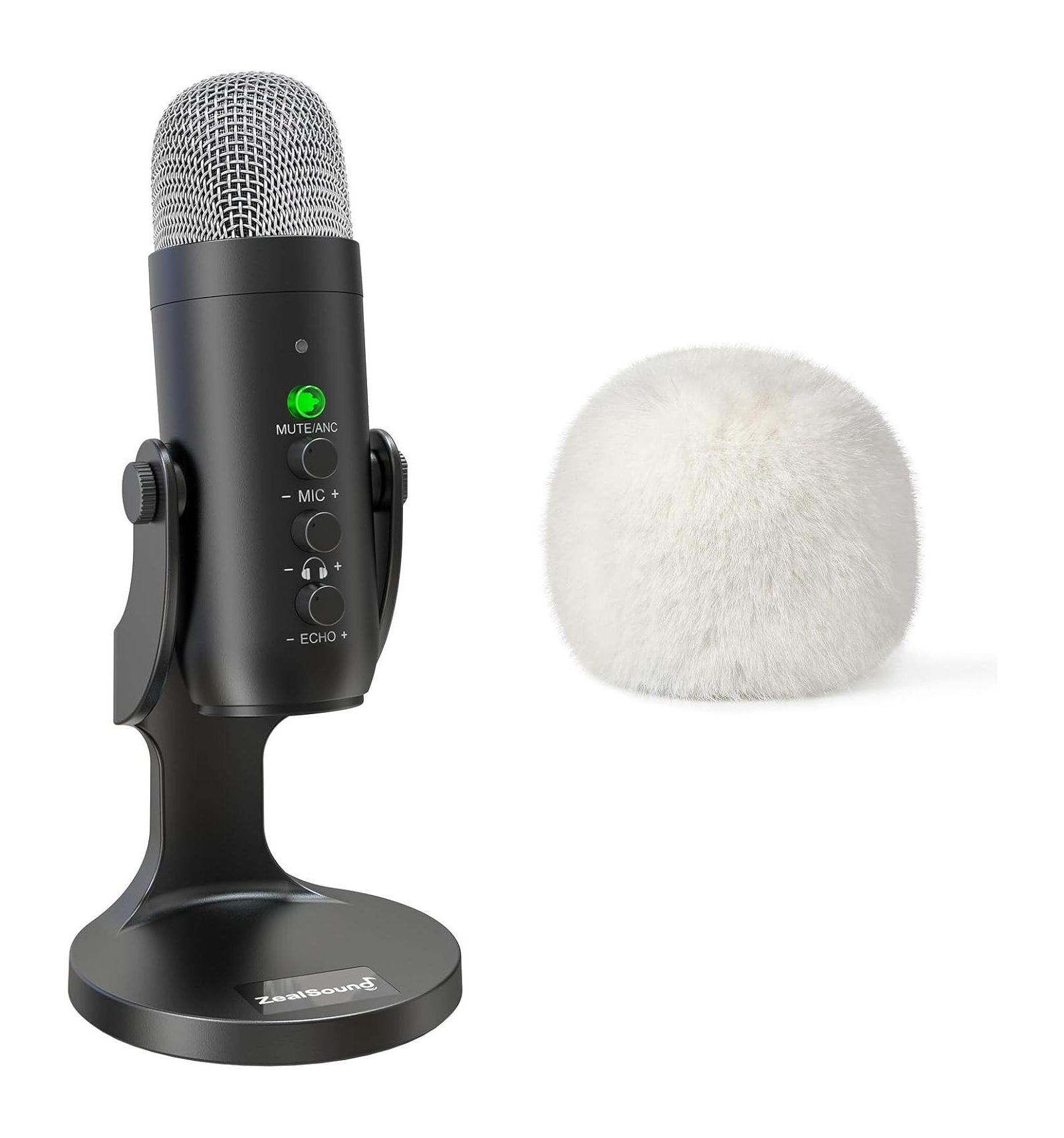 Микрофон ZealSound K66 2.4GHz с меховым ветрозащитным колпаком для PC/Mac/PlayStation