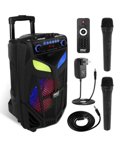 Портативная Bluetooth колонка Pyle 600W, система 10" с 2 микрофонами и USB