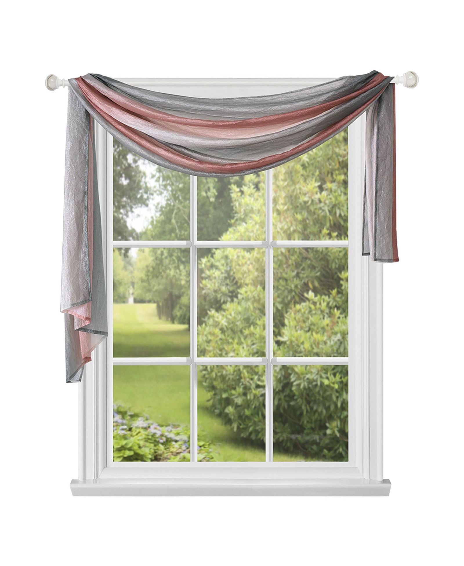 Kate Aurora декоративная оконная занавесь Grand Royal Crushed Faux Satin Silver and Blush Ombre