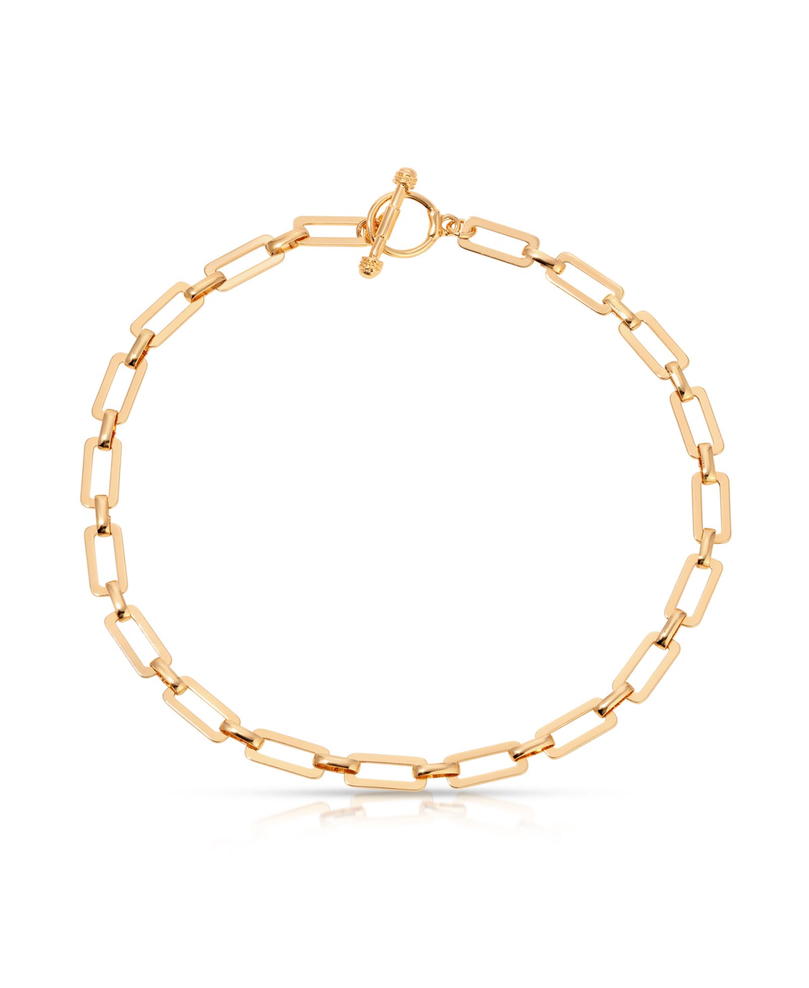 Ettika Golden Flat Rectangle Chain Necklace