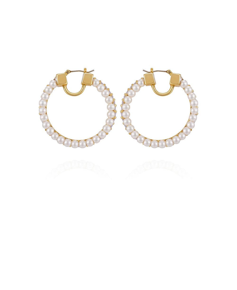 Vince Camuto Серьги-кольца с культивированным жемчугом и кристаллами Gold-Tone