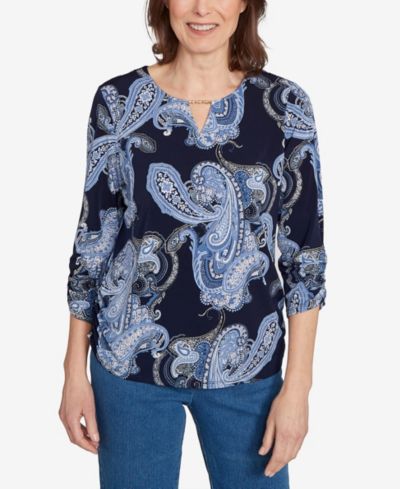 Alfred Dunner Женский топ с золотым тиснением и узором Paisley
