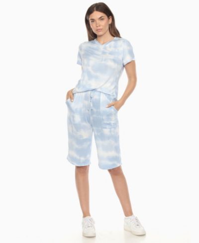 White Mark Women's Short Sleeve and Capri Lounge Set
