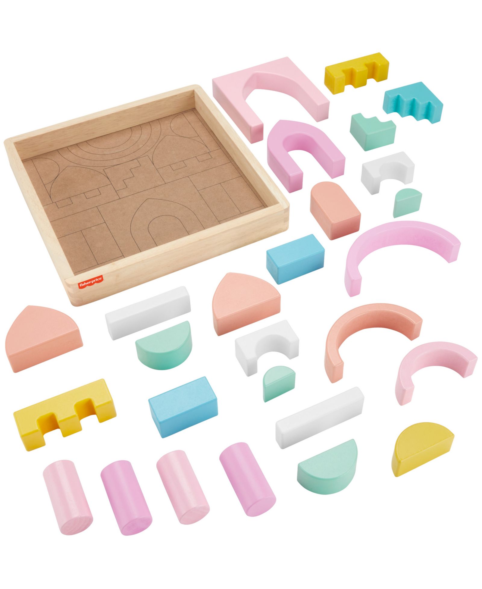 Fisher Price Castle Wooden 28-Piece Building Set, Ages 2+