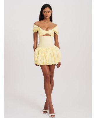 Miss Circle Women's Umika Butter Yellow Bubble Hem Mini Dress