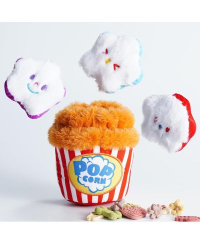 Nocciola 4-in-1 Popcorn Bucket Plush Dog Toy Set,Christmas gift,Interactive Squeaky Stuffed Dog Toys,Hide and Seek Dog Toys for Small & Medium Dogs