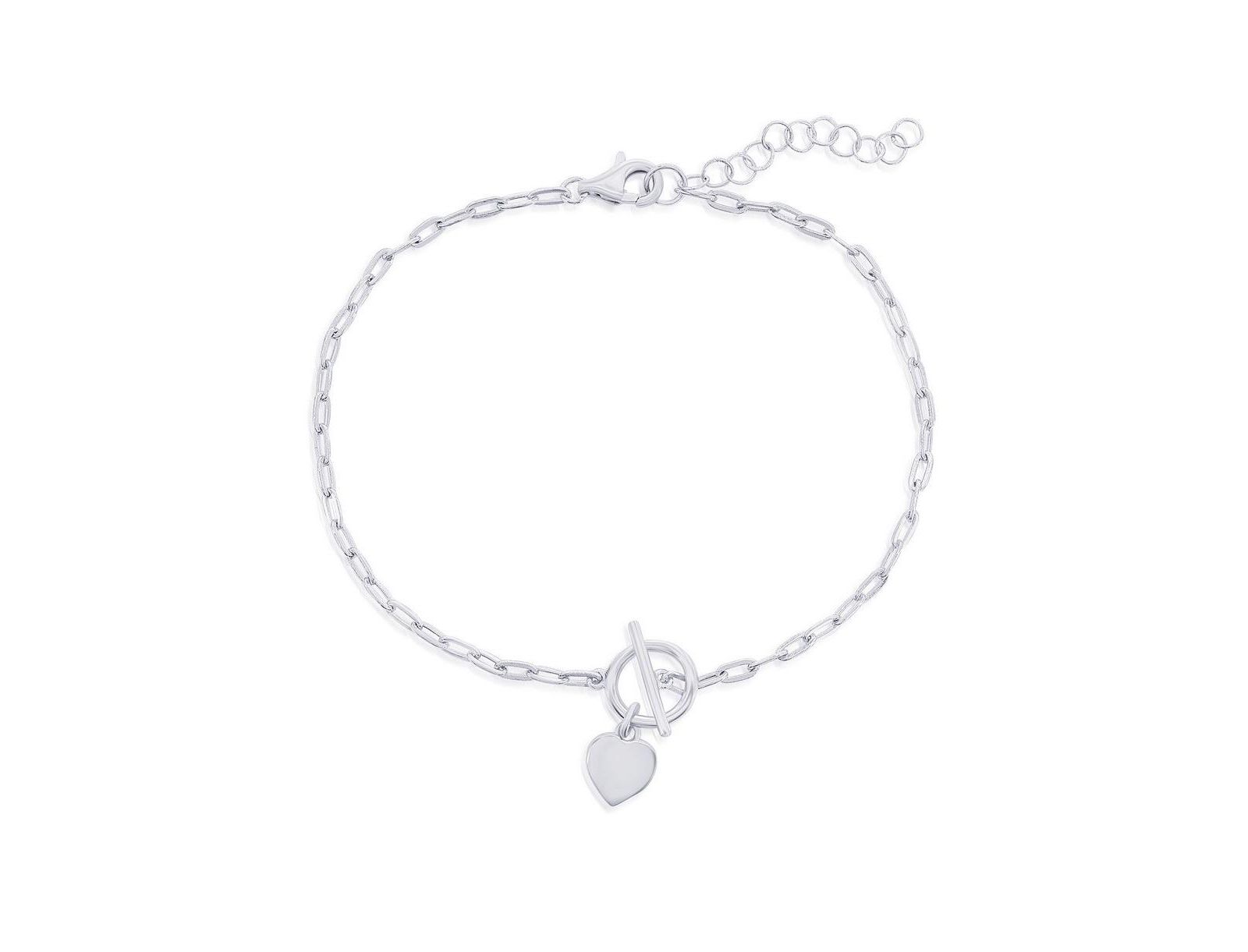 Браслет Sterling Heart Charm Paperclip Toggle