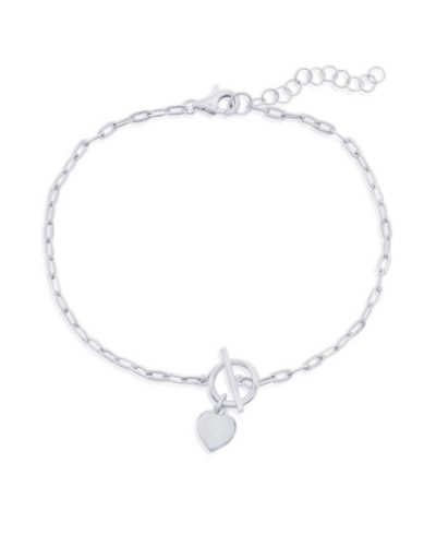 Браслет Sterling Heart Charm Paperclip Toggle