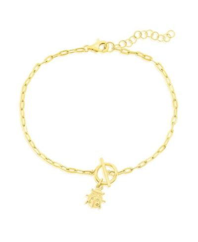 Sterling Ladybug Charm Paperclip Toggle Bracelet