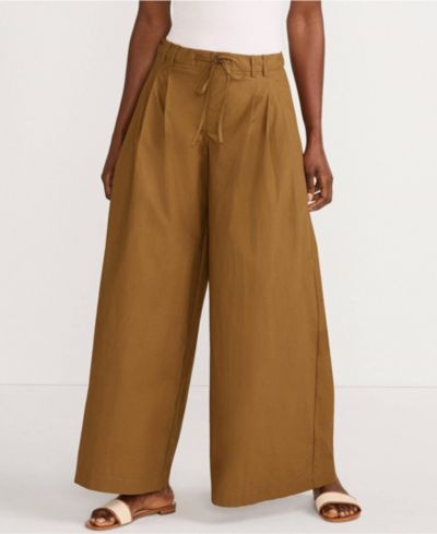 Женские брюки Lands' End Petite Poplin Mid Rise Pleated Slouchy