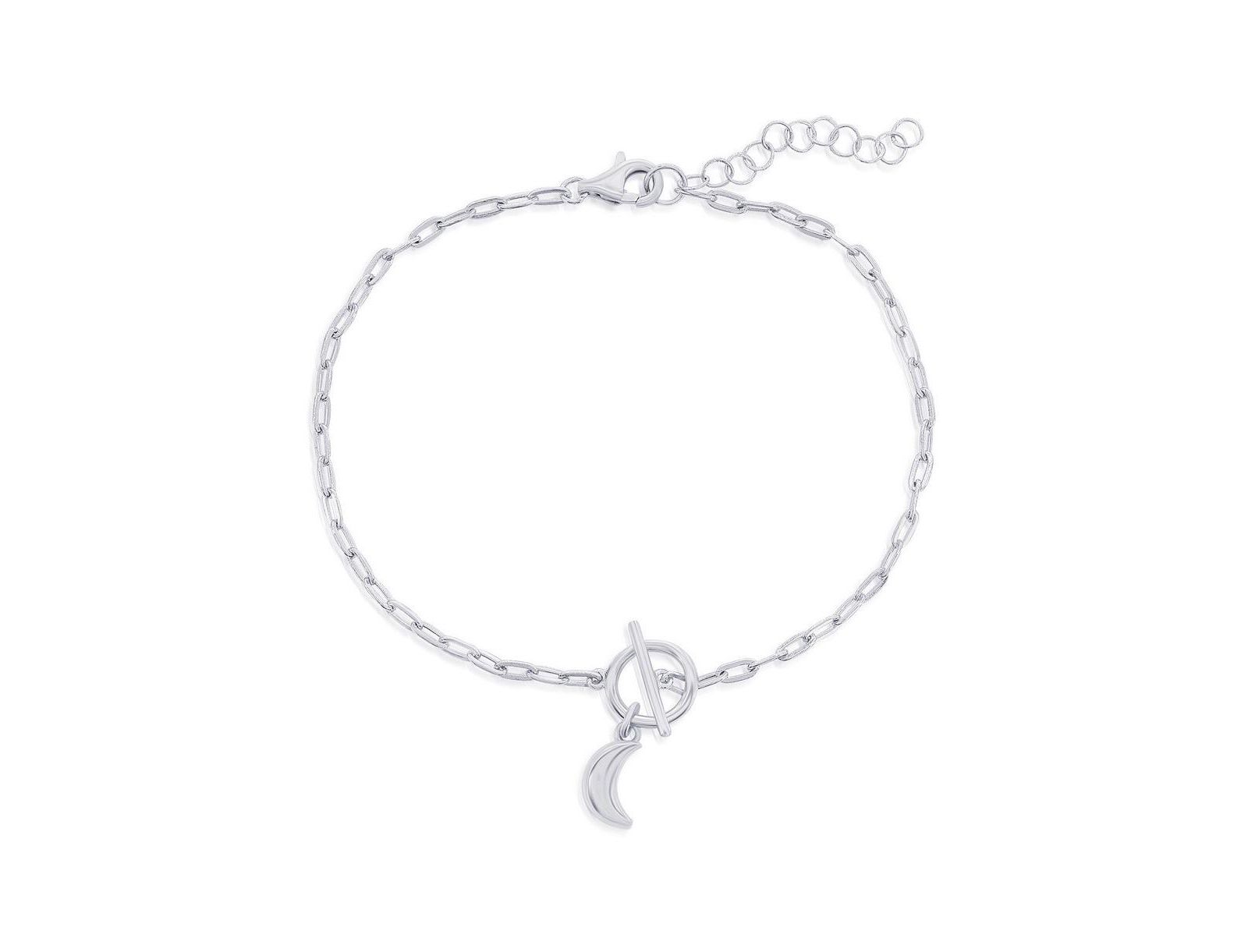 Браслет Simona Sterling Crescent Moon Charm Paperclip Toggle