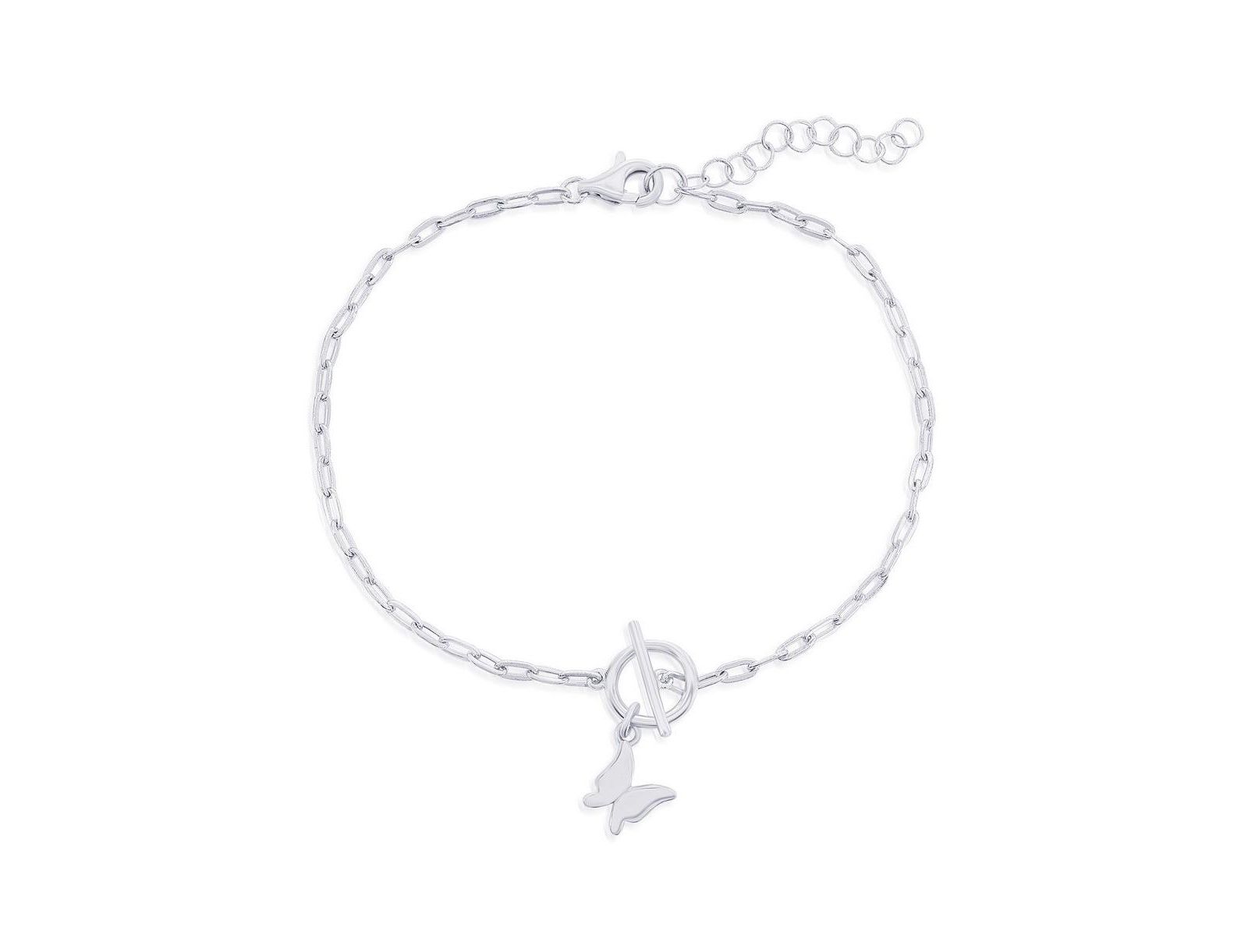 Браслет Sterling Butterfly Charm Paperclip Toggle