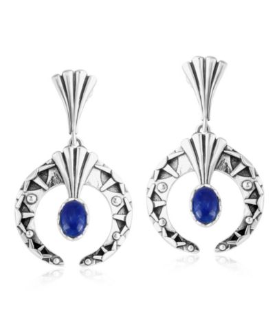 American West Jewelry серьги Sterling Lapis Fritz Casuse Oval Gemstone Naja