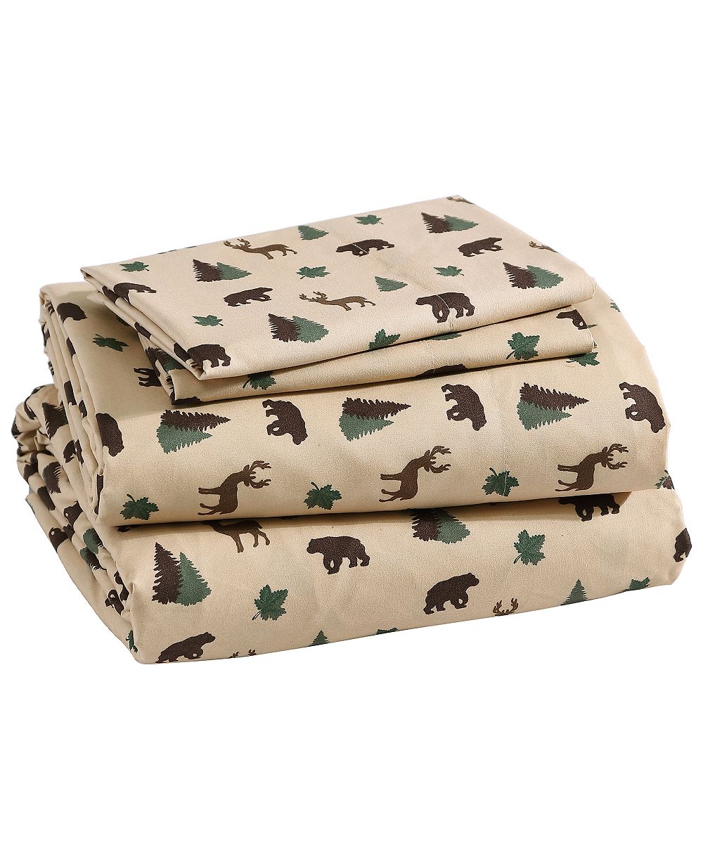 Beatrice Home Fashions Lodge Комплект из 4 предметов постельного белья, микрофибра, 100-Thread Count, Queen