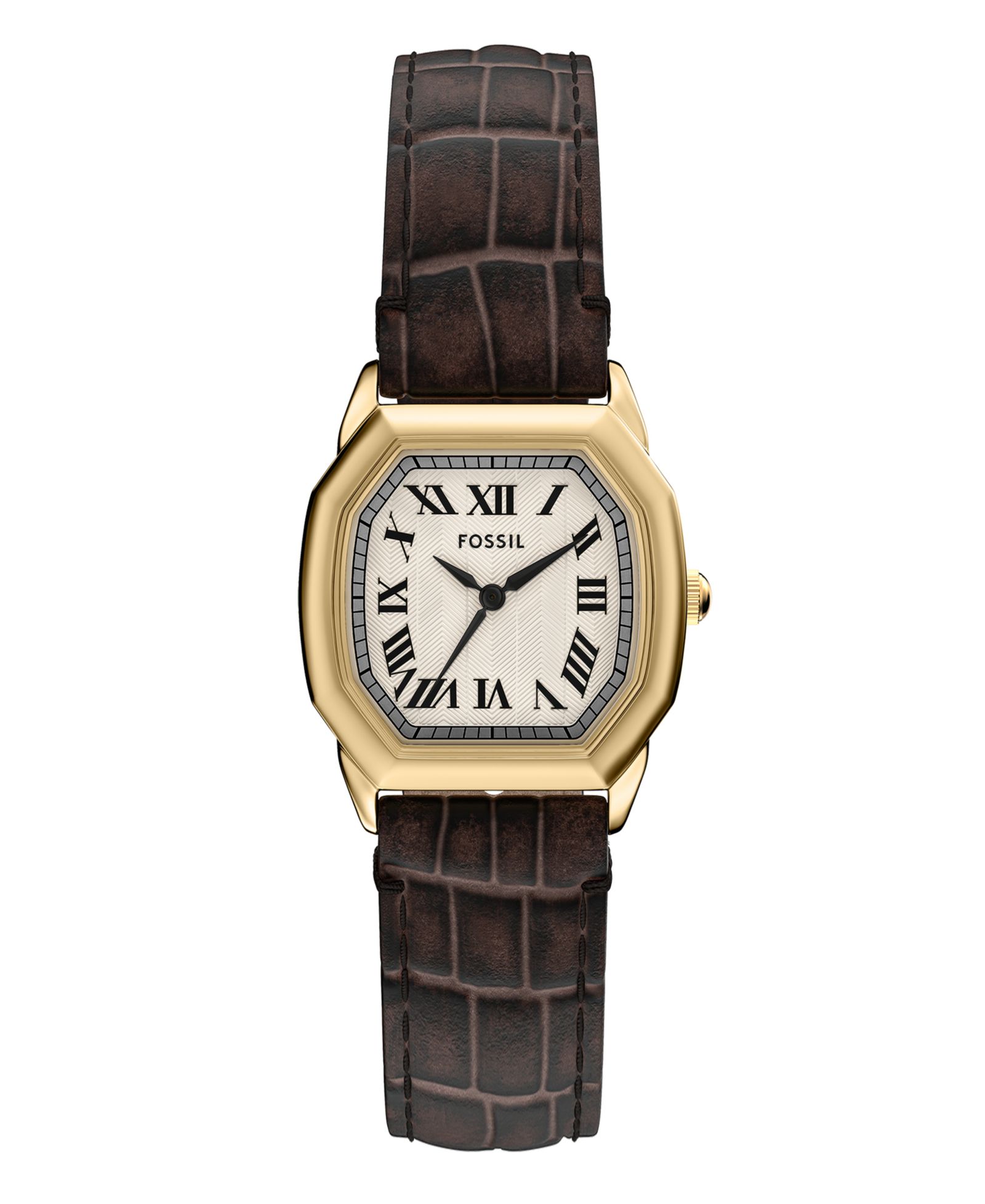 Fossil Women's Harlow Three-Hand Brown Croco Leather Watch, 27mm