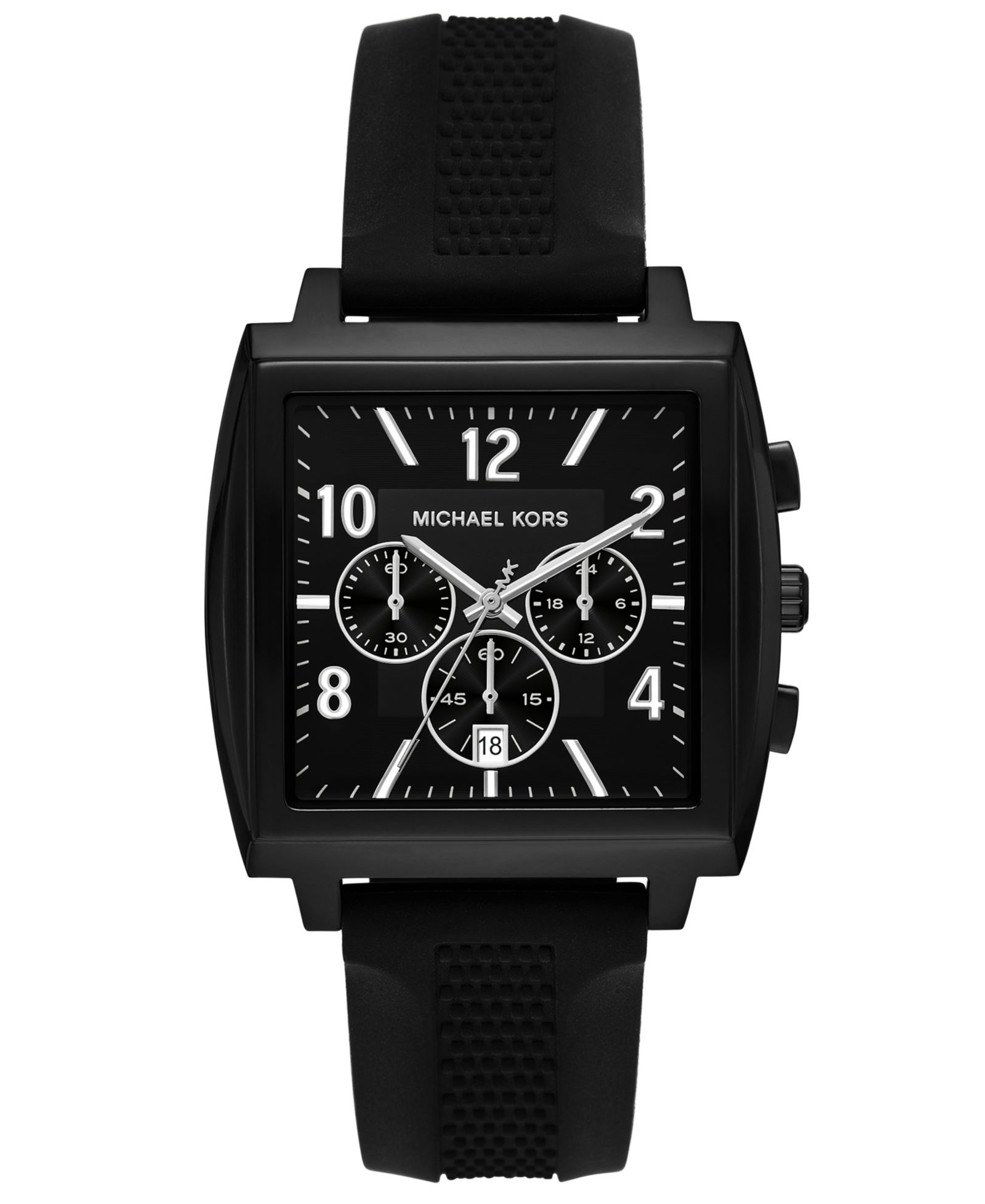Michael Kors Мужской Rhys Chronograph Black Silicone Watch, 41mm