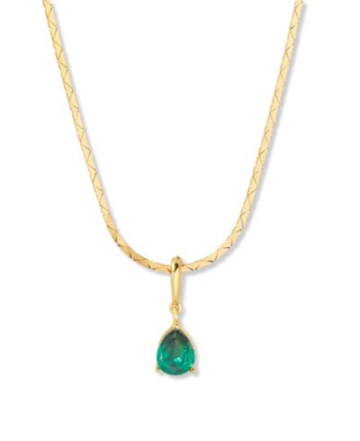 brook & york Gold Plated Melrose Teardrop Birthstone Short Pendant Necklace