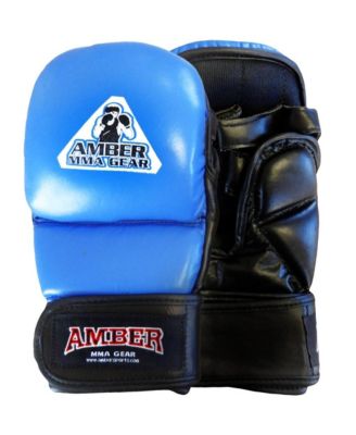 Amber Sports MMA Safety Training Gloves,Premium Leather,Adjustable Velcro Closure,Durable &Comfortable for Sparring,Bag Work & MMA Workouts,Blue,Small