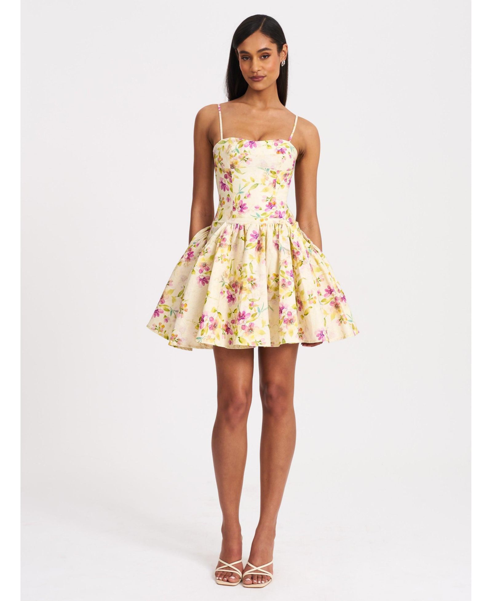 Женское мини-платье Miss Circle Valda Yellow and Pink с карманами