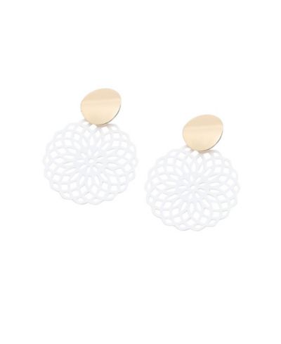 SOHI White Floral Filigree Drop Earrings