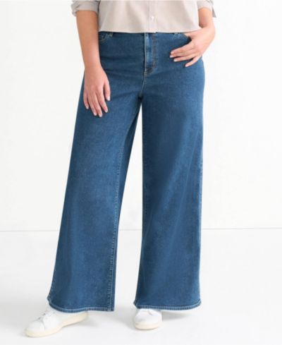 Lands' End Women's Recover Denim High Rise Extra Wide Leg Jeans