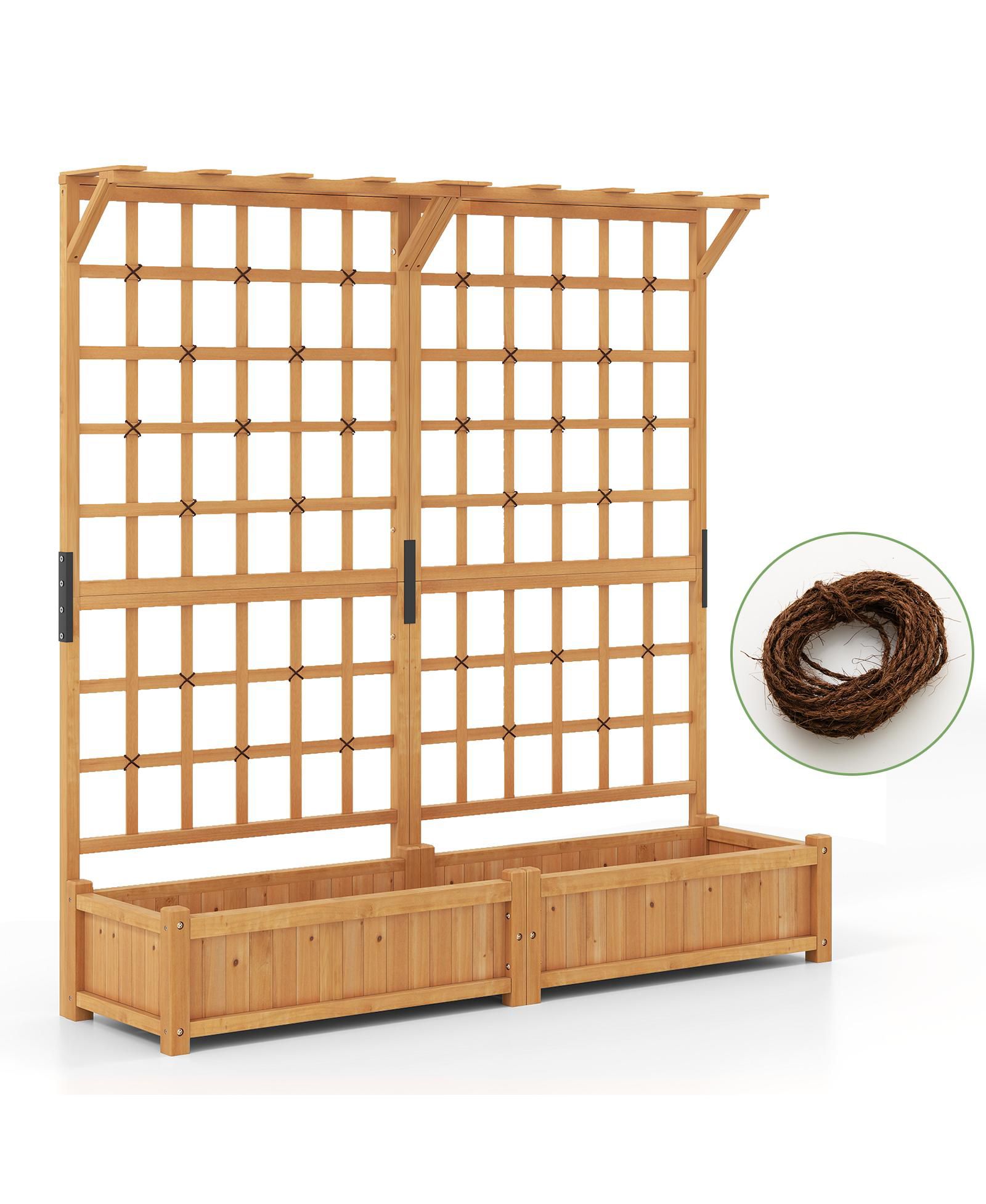 Slickblue Large Planter Container with Trellis and Hanging Roof